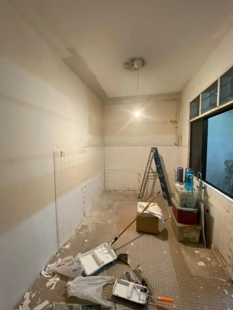 Kitchen plumbing and concrete shell